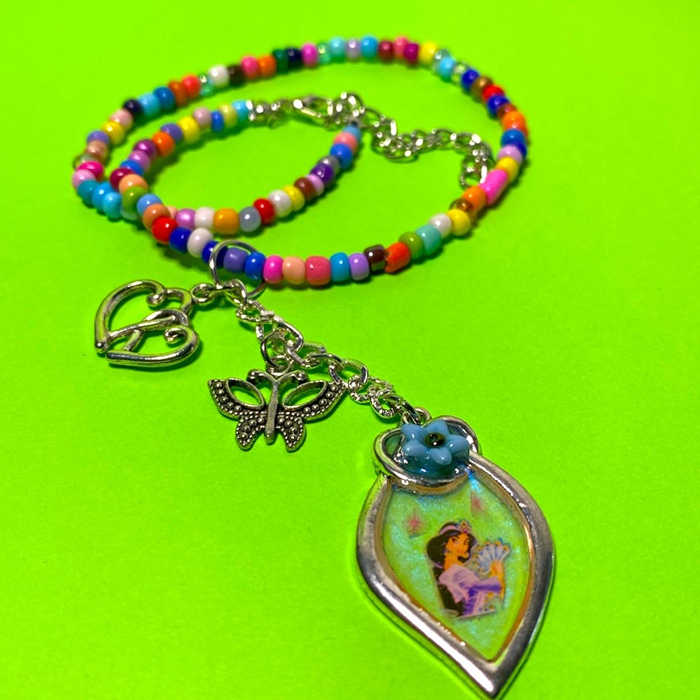 Colorful Beaded Necklace with a Princess